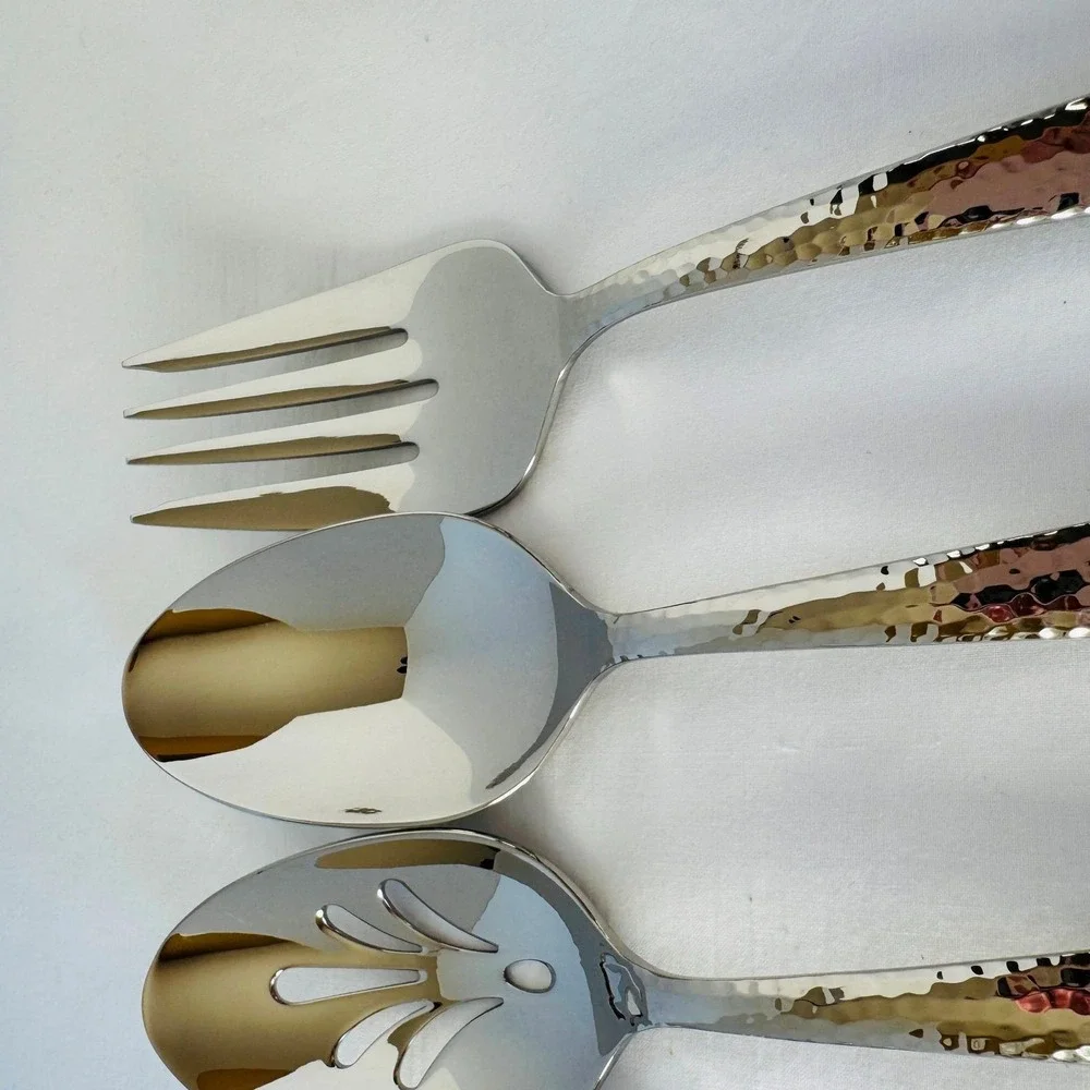 Hampton Forge Stainless Steel Flatware 5-Piece Hostess Set VENTO Hammered NEW